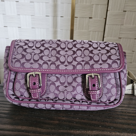 COACH Vintage Bon Voyage Signature Jacquard Belt Bag/ Fanny Pack Purple - Picture 7 of 9